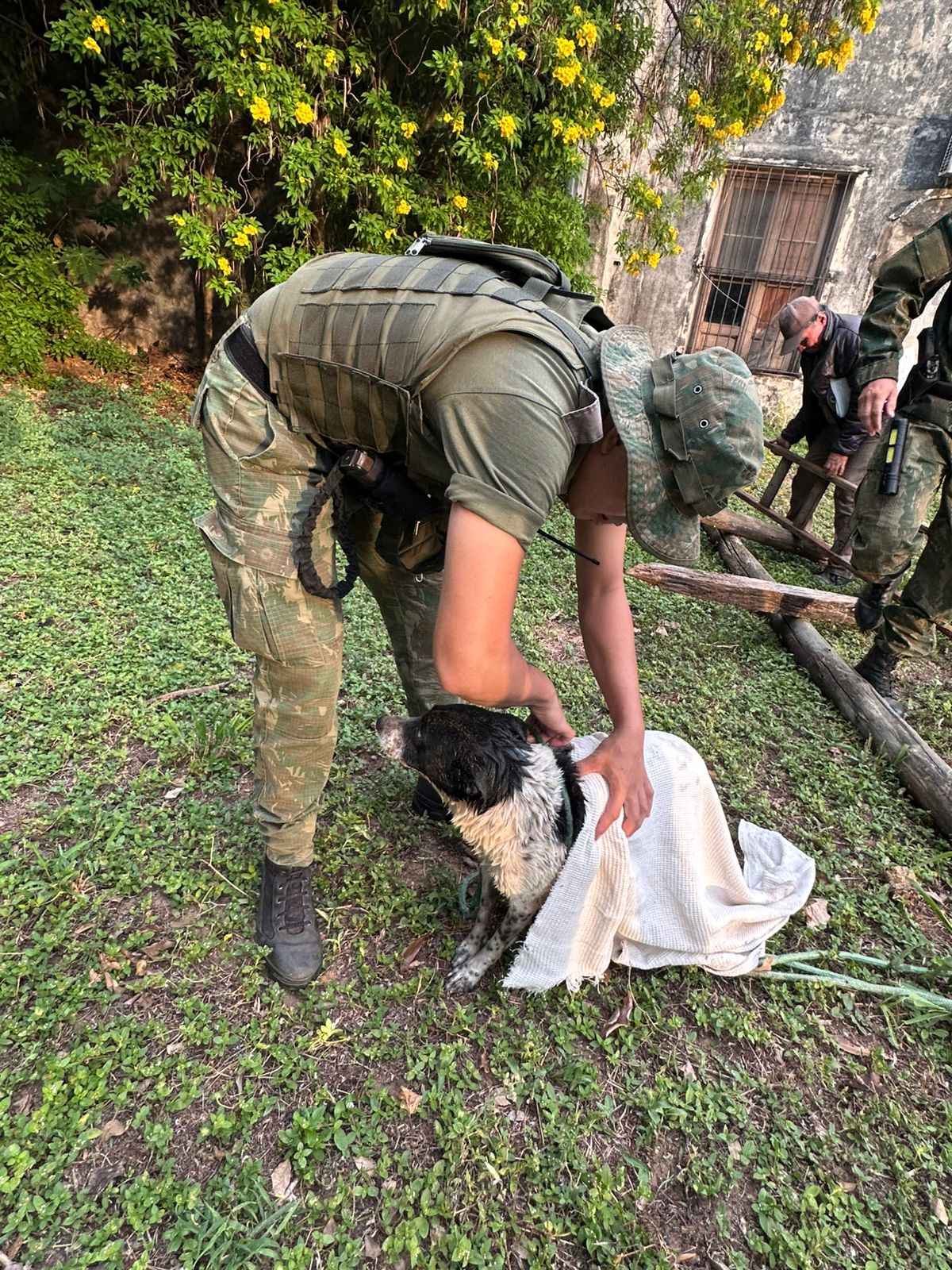 ITUZAING&Oacute;: La Polic&iacute;a rescato a un can que  cayo  a un pozo ciego